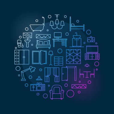 Vektör Mobilya ve İç Tasarım Renkli Çizgi Pankartı