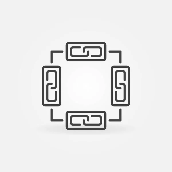 Blockchain line icon. Chain in Blocks vector outline symbol — Stock vektor