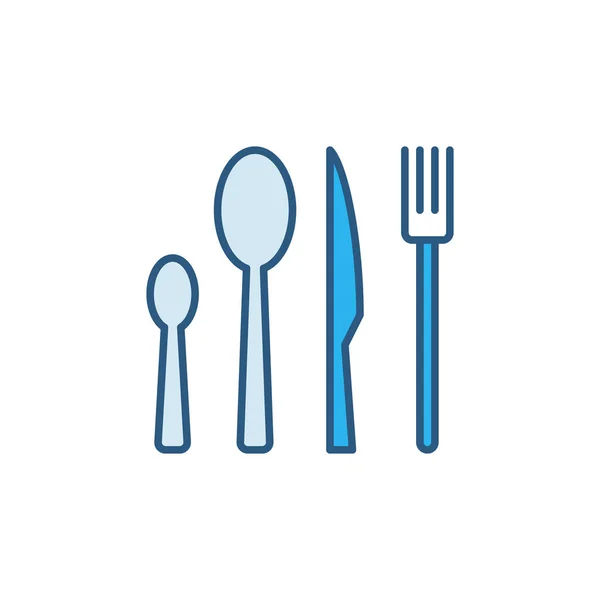 Fork, Knife and Spoons vector concept blue icon or sign — Stock Vector