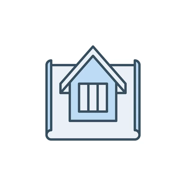 Haus Gebäude auf Papier Vektor blaues Symbol — Stockvektor