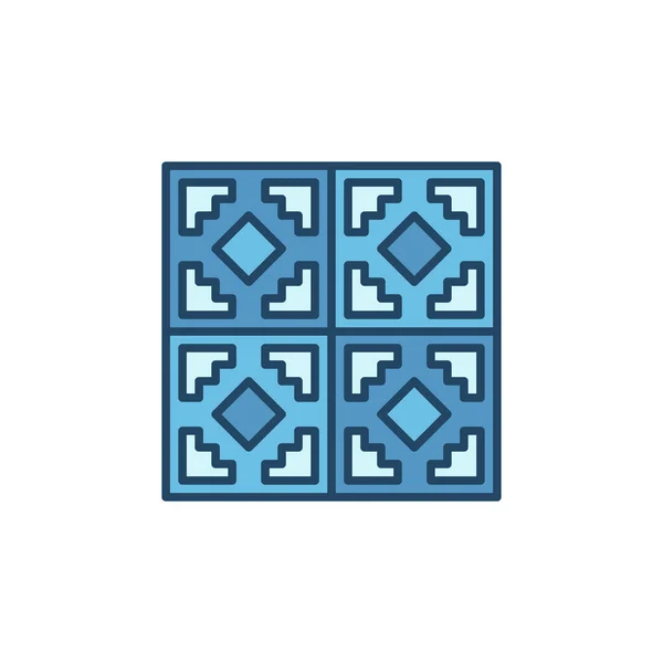 Carreaux de céramique avec motif géométrique icône bleue vectorielle — Image vectorielle