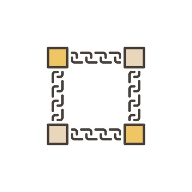 Blok Zinciri veya Blok zinciri vektör konsepti renkli simge