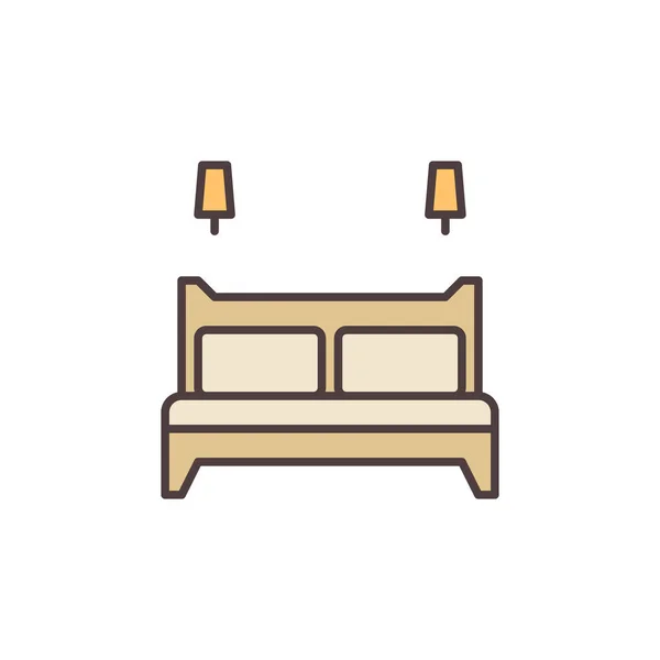 Bettenvektorkonzept modernes farbiges Symbol oder Logo — Stockvektor