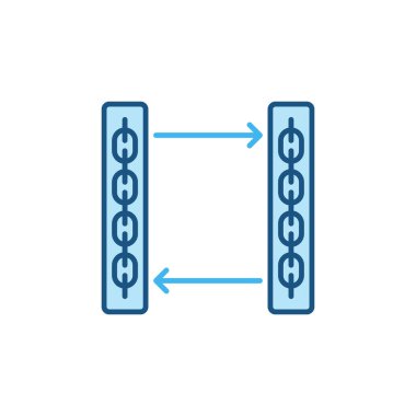 Blokchain ve Arrows vektör konsepti mavi simge veya logo
