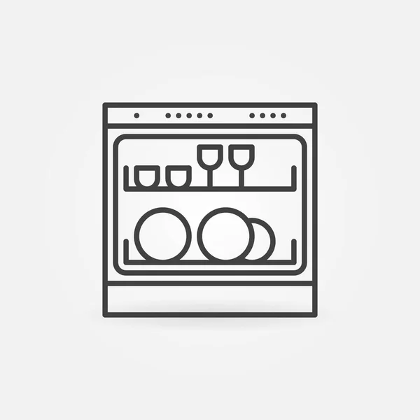 Vector lavavajillas concepto de línea delgada icono o símbolo — Vector de stock