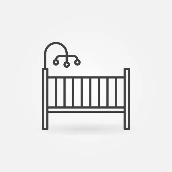 Lit bébé ou icône de concept vectoriel de lit bébé dans un style de ligne mince — Image vectorielle