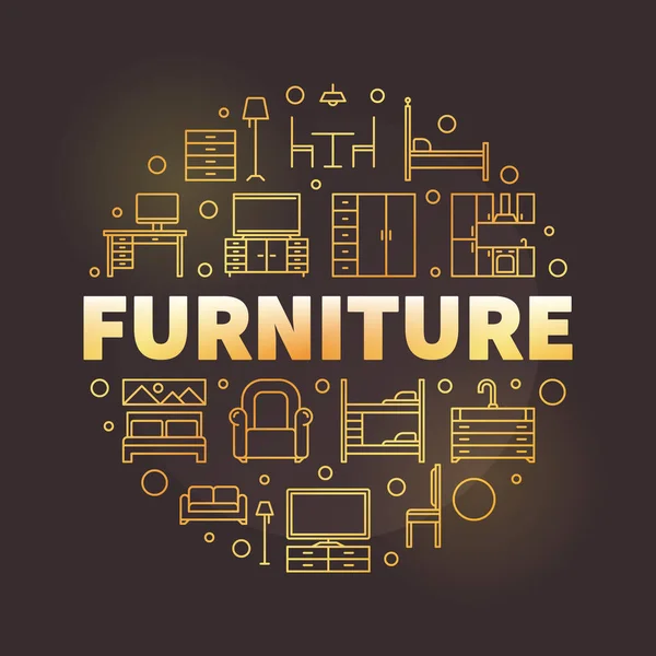 Mobilier et Intérieur vecteur ligne ronde doré illustration — Image vectorielle