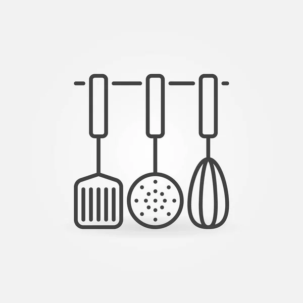 Utensilios de cocina vector icono concepto en estilo de línea delgada — Archivo Imágenes Vectoriales