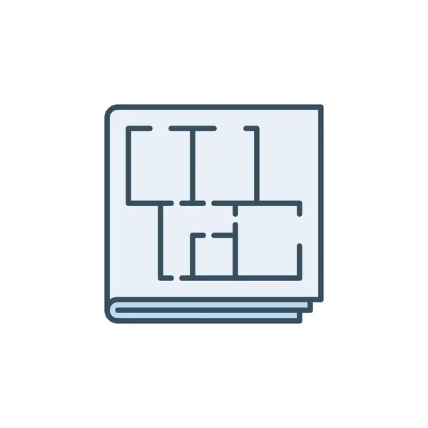 Vector House Floor Plan concept icône bleue colorée — Image vectorielle