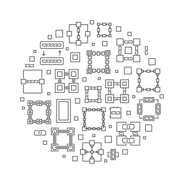 Blockchain technologie contour vecteur rond illustration simple — Image vectorielle