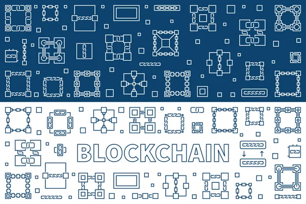 Blockchain Teknoloji ana hatlı afişler hazır. Vektör illüstrasyonu — Stok Vektör