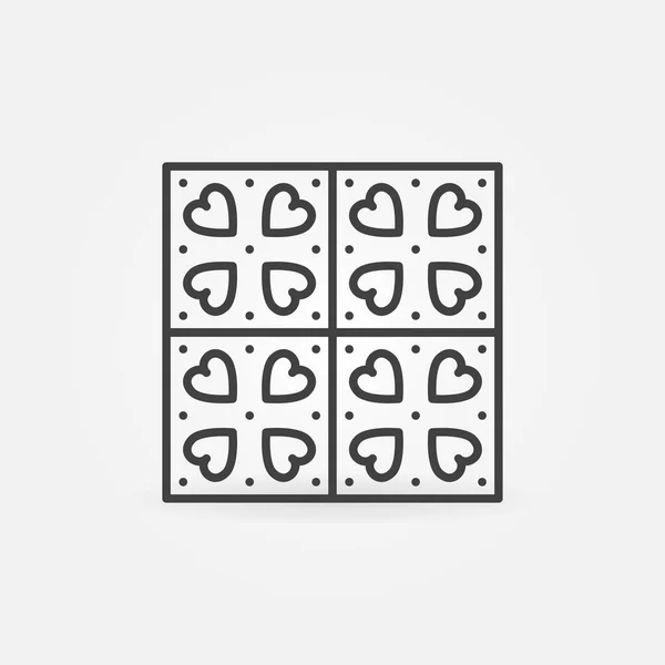 Carino mattonella con cuore texture vettore concetto linea icona — Vettoriale Stock
