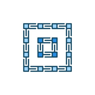 Blok zinciri mavi simgesi - Vektör Bloğu Zinciri konsept işareti