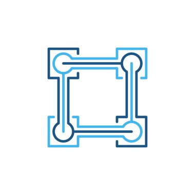 Blockchain Teknoloji konsepti mavi modern simge veya işaret dili