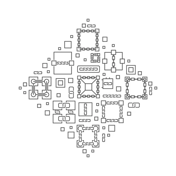 区块链或区块链技术矢量说明 — 图库矢量图片