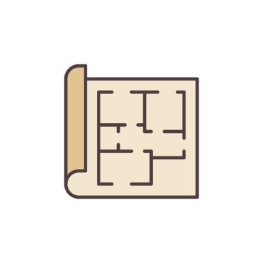 Ev Planı vektör kavramı modern renkli simge veya işaret