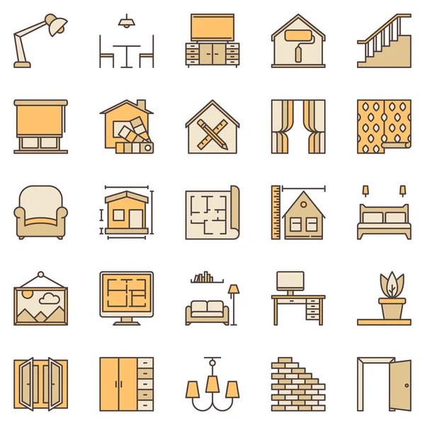 내부 디자인 색상 아이콘 - VectorHome Decoration 간판 — 스톡 벡터