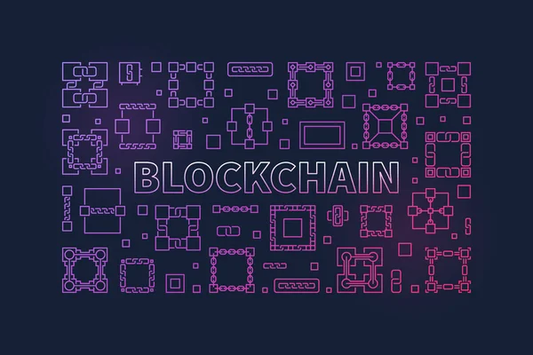 Blockchain Teknoloji renkli çizgi pankartı. Vektör illüstrasyonu — Stok Vektör