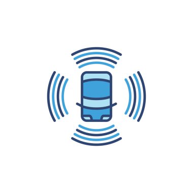 Özerk Otomobil mavi simgesi - Otomatik Sürücü Otomobil vektör işareti