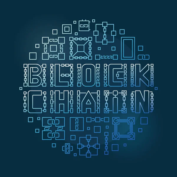 Blok Chain vektör mavi çizgi dairesel illüstrasyon veya pankart