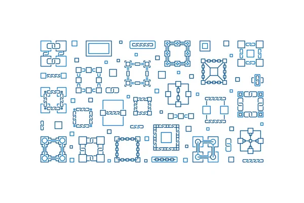 Bloco Cadeia conceito horizontal banner - ilustração vetorial — Vetor de Stock