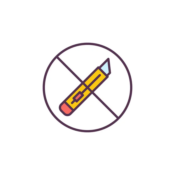 Herramienta de corte de papel es vector prohibido icono de color redondo — Vector de stock