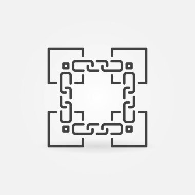 Zincir satırı simgesine bağlı bloklar - Blok zinciri vektör sembolü