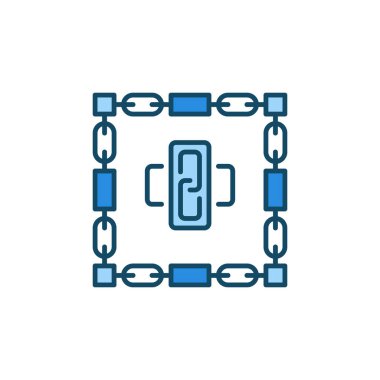 Zincir mavi simgesi olan bloklar - vektör Blockchain konsept işareti
