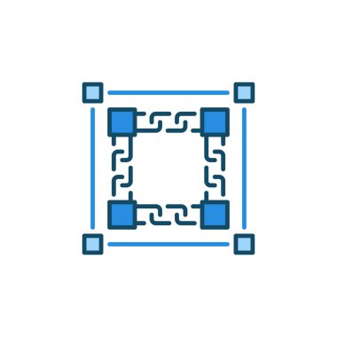 Blok zinciri konsepti mavi simge. Zincir sembollü bloklar