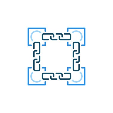 Blok Zinciri konsepti mavi simge - vektör Blok Zinciri işareti