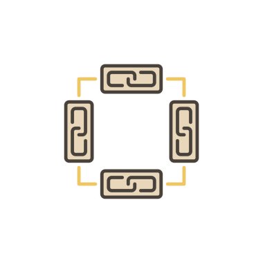 Bloklar renkli sembolde blok zinciri simgesi - vektör zinciri