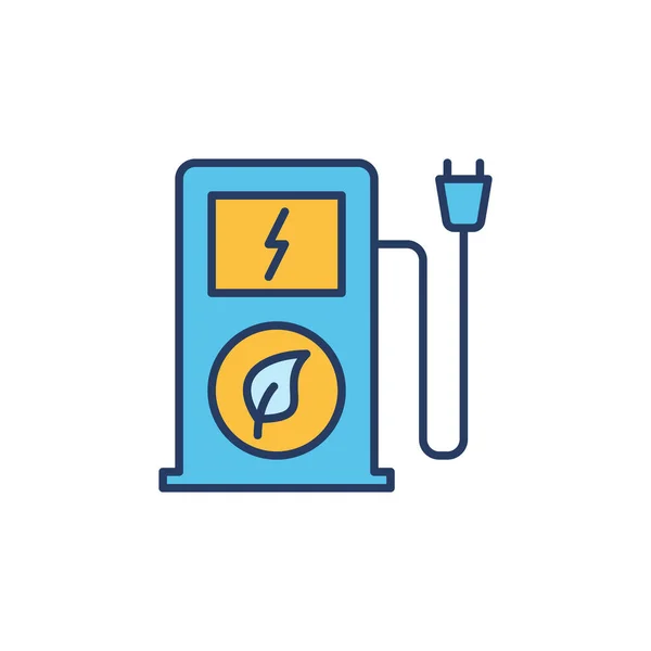 Tankstelle mit Blatt und Stecker farbiges Symbol - Bio Fuel sign — Stockvektor