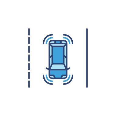 Sokak vektörü mavi ikonunda otonom Otonom Otomobil