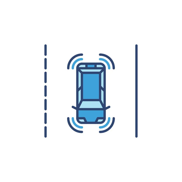 自动驾驶汽车在街头矢量蓝色图标上 — 图库矢量图片