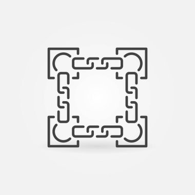 Blok-Zinciri dış hat simgesi - vektör Blok Zinciri çizgi sembolü