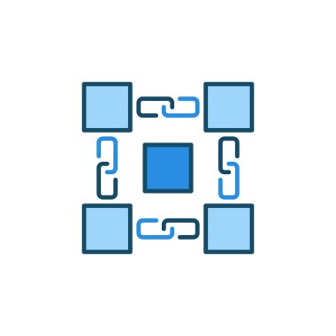 Vektör Bloklama - Zincir mavi simgeye sahip engeller