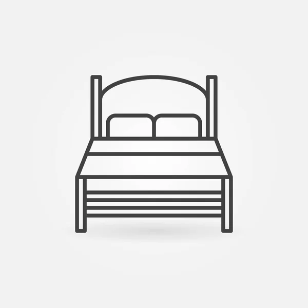Ícone de conceito de vetor de contorno de madeira cama de casal — Vetor de Stock