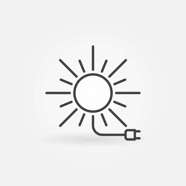 Soleil avec connecteur ou icône de ligne de concept de vecteur d'énergie solaire — Image vectorielle