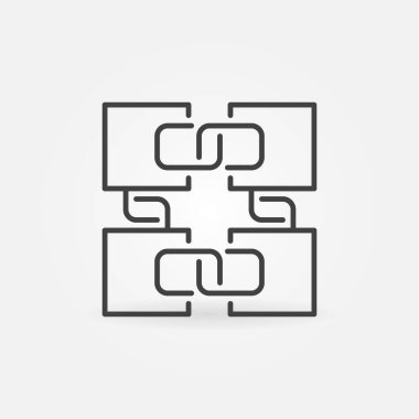 Blockchain Technology vektör konsepti doğrusal simge ya da imza