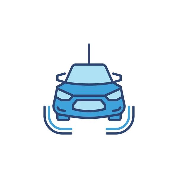 Векторная концепция самоуправляемого автомобиля синяя иконка - Вид спереди — стоковый вектор