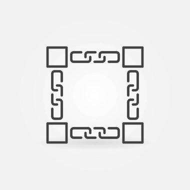 Blok çizgisi simgesi olan zincirler. Blockchain Teknoloji sembolü