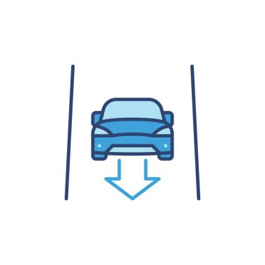 Sokak vektörü mavi ikonunda Arrow 'lu Sürücüsüz Araba