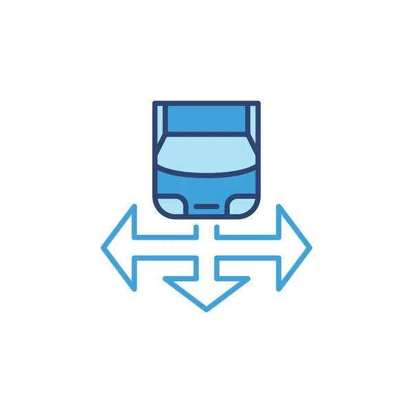 ( 영어 ) Car and Arrow vector blue icon - Driverless Car Concept sign — 스톡 벡터