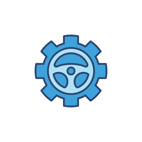 Volante interior Cogwheel icono azul - signo vectorial — Vector de stock