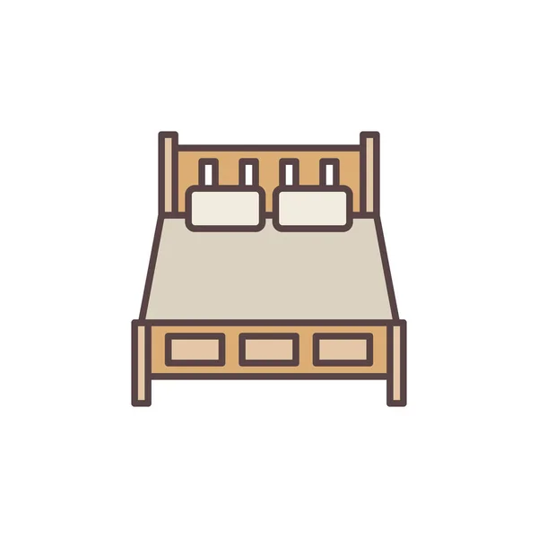 Conceito de cama de casal vetorial ícone colorido ou sinal — Vetor de Stock