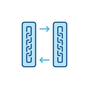 Bloklardaki Zincir Oklar vektörü Blok zinciri renkli simge