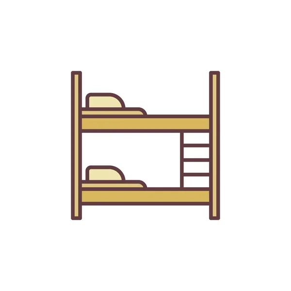 Conceito de vetor de cama de dois níveis ícone colorido. Sinal de beliche — Vetor de Stock