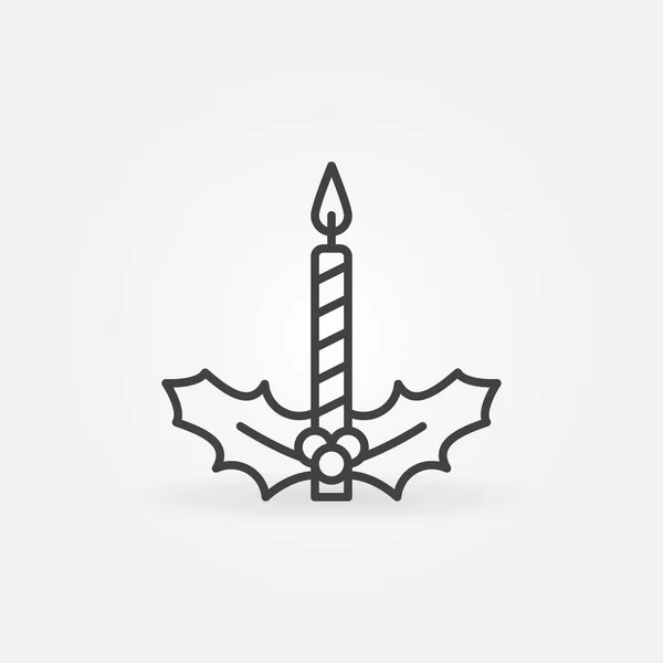 ( 영어 ) Christmas Candle with Mistletoe vector concept line icon — 스톡 벡터