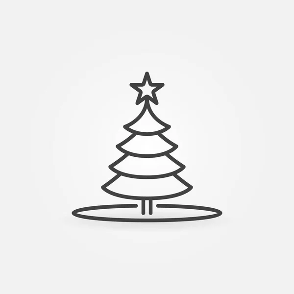 Arbre de Noël avec icône de contour de concept de vecteur étoile — Image vectorielle