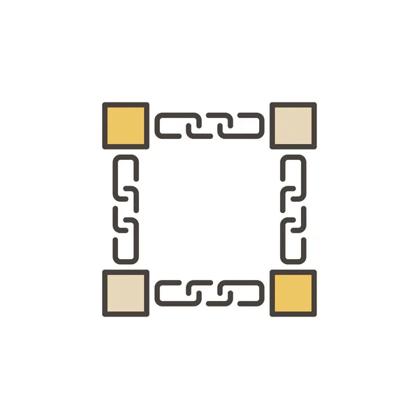 Bloques y cadenas de color icono - vector Blockchain signo — Archivo Imágenes Vectoriales